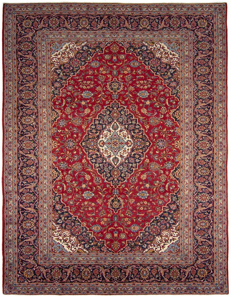 Detail image of 8' x 11' 7 Hand Knotted Kashan Persian Wool Rug