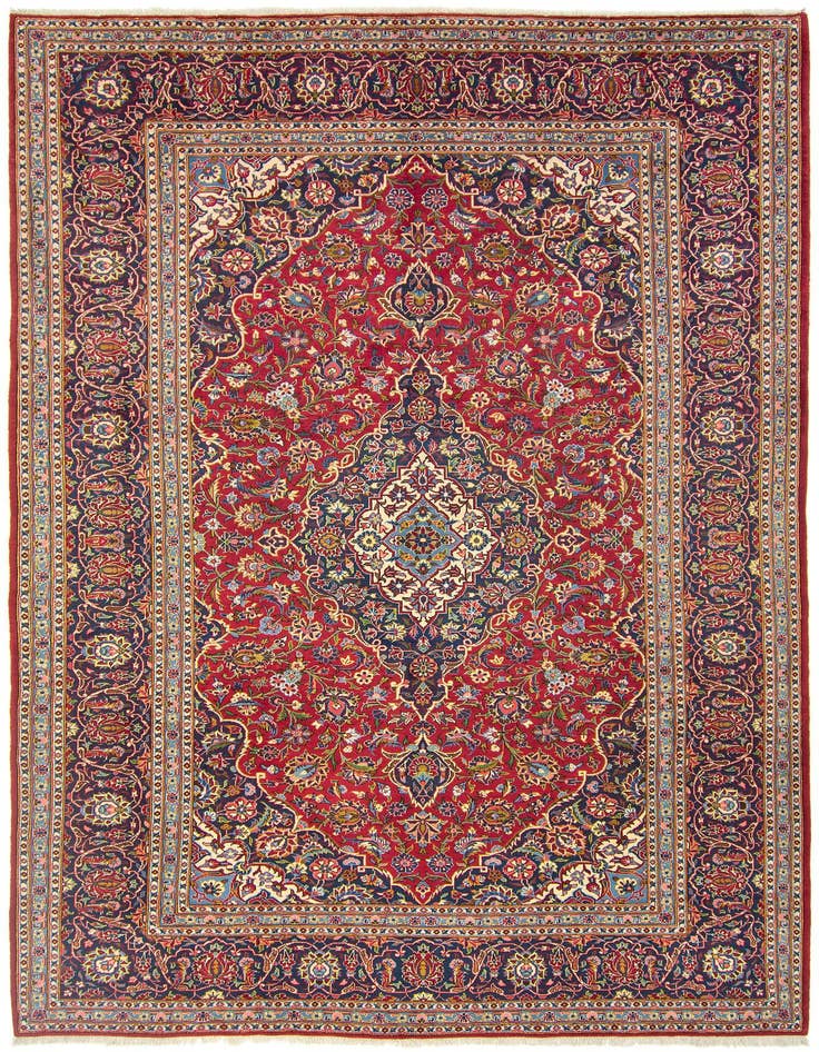 Detail image of 8' 1 x 11' 6 Hand Knotted Kashan Persian Rug
