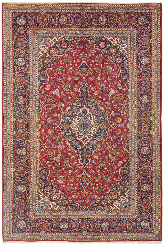 Detail image of 8' 1 x 11' 6 Hand Knotted Kashan Persian Rug
