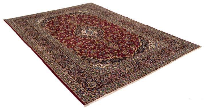 8' 2 x 11' 5 Hand Knotted Kashan Persian Wool Rug