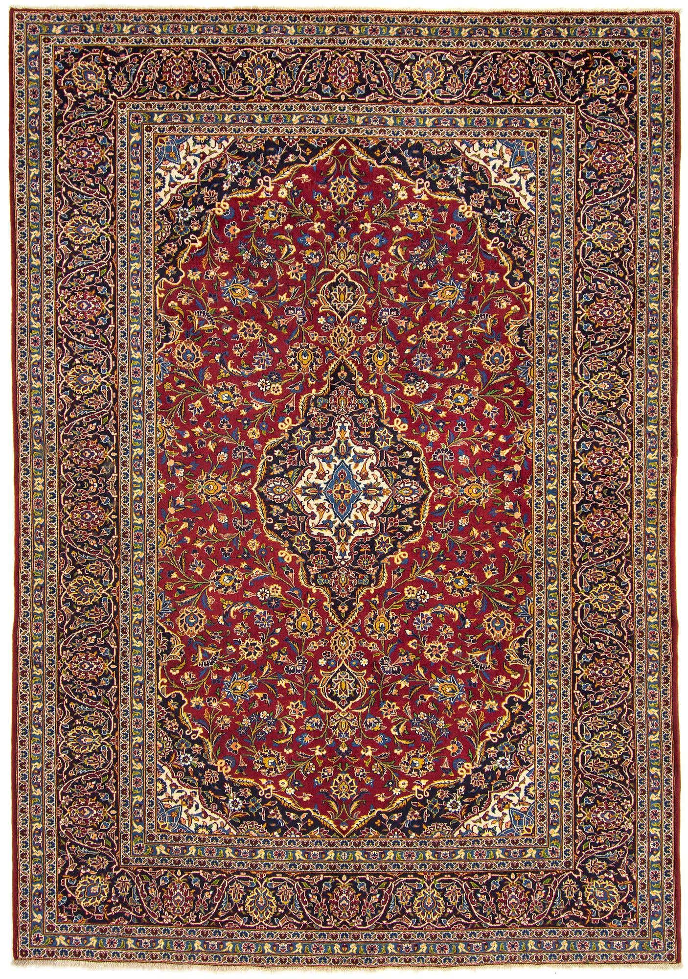 8' 2 x 11' 5 Hand Knotted Kashan Persian Wool Rug