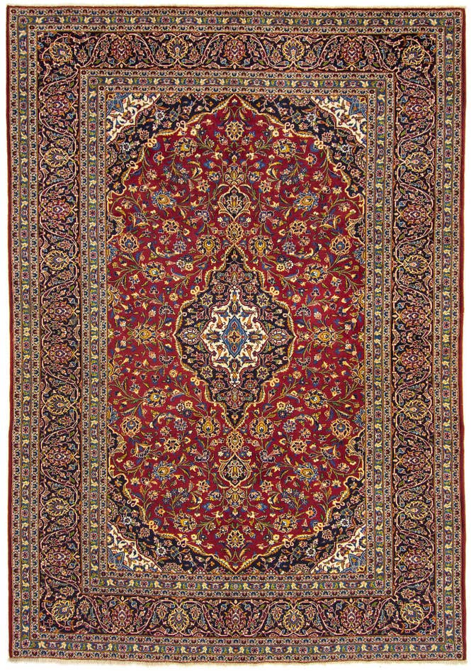 Detail image of 8' 2 x 11' 5 Hand Knotted Kashan Persian Wool Rug