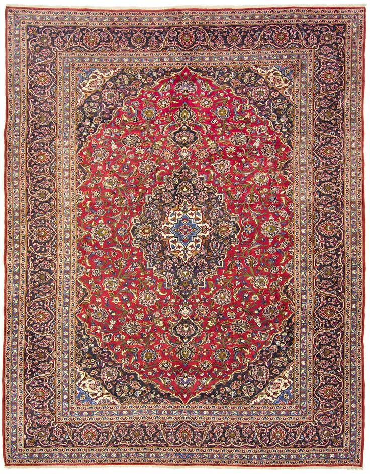 Detail image of 9' 9 x 13' 5 Hand Knotted Kashan Persian Rug