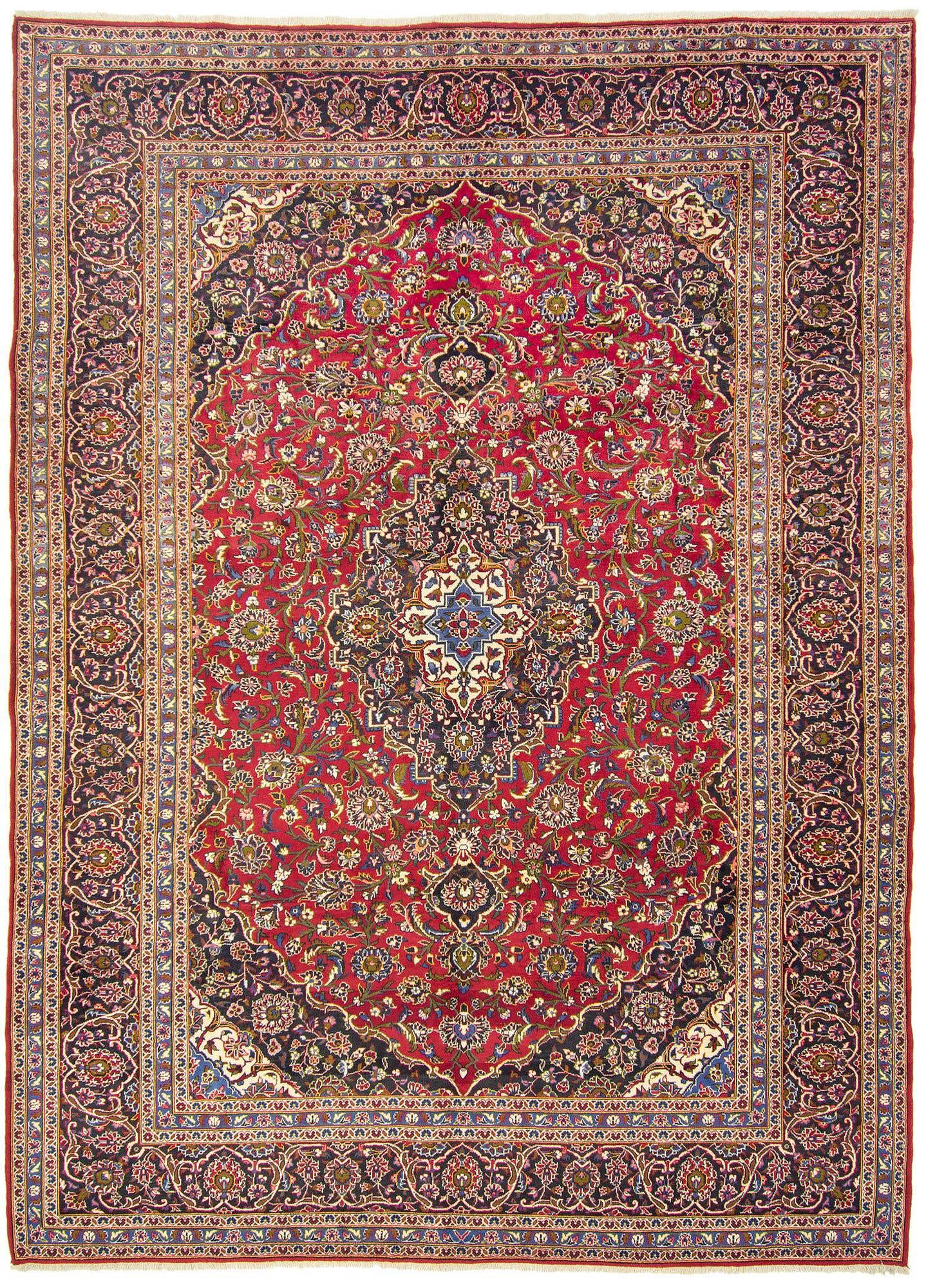 9' 9 x 13' 5 Hand Knotted Kashan Persian Rug