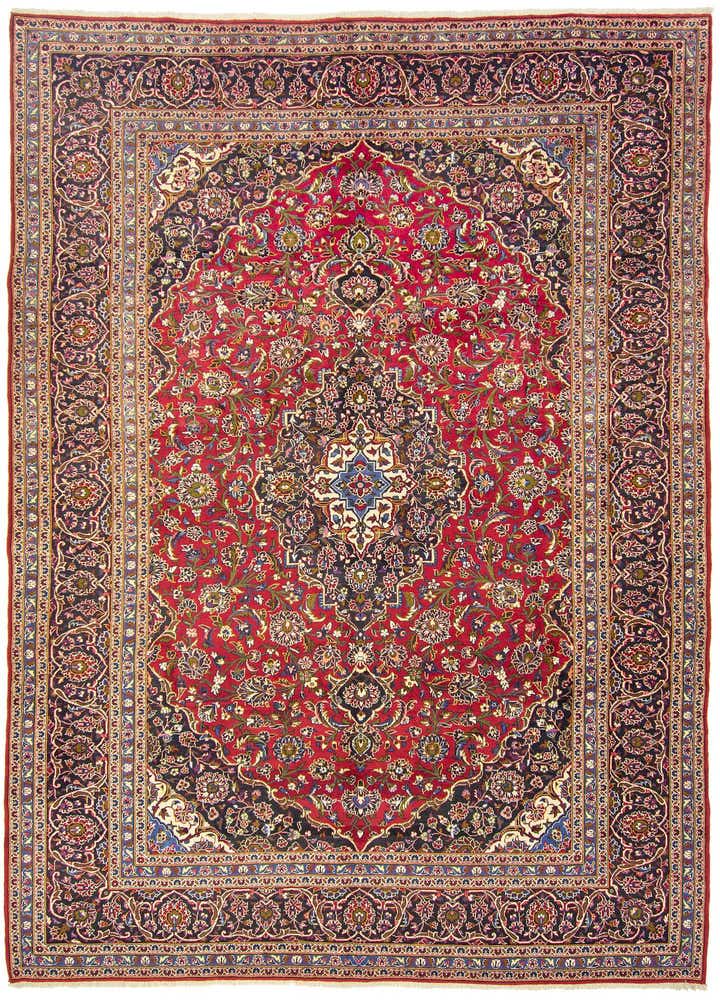 9' 9 x 13' 5 Hand Knotted Kashan Persian Rug