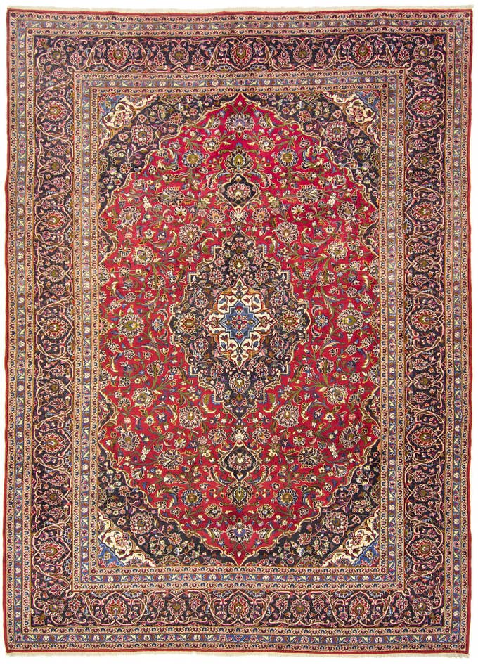 Detail image of 9' 9 x 13' 5 Hand Knotted Kashan Persian Rug