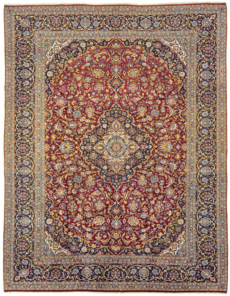Detail image of 9' 2 x 12' 6 Hand Knotted Kashan Persian Rug