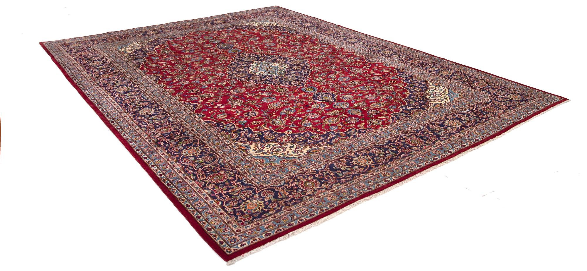 10' 6 x 13' 7 Hand Knotted Kashan Persian Rug