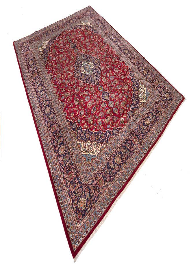 10' 6 x 13' 7 Hand Knotted Kashan Persian Rug