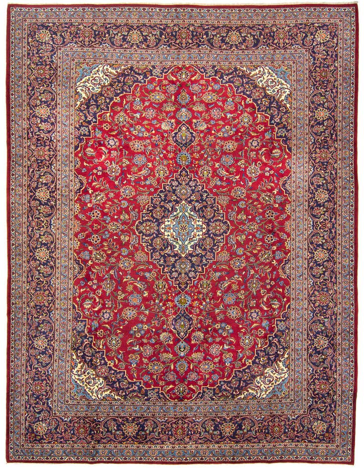 Detail image of 10' 6 x 13' 7 Hand Knotted Kashan Persian Rug