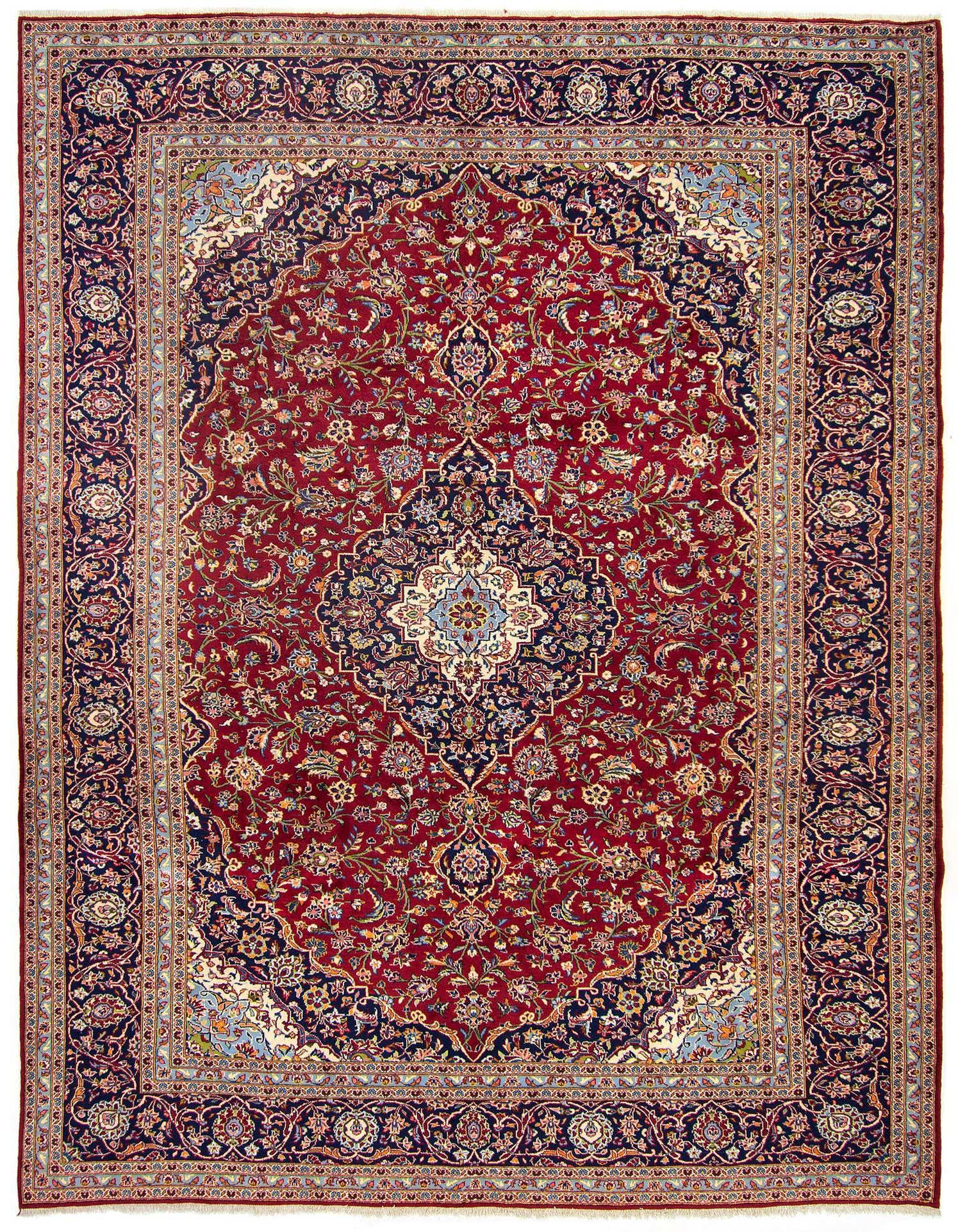 9' 11 x 13' 4 Hand Knotted Kashan Persian Wool Rug