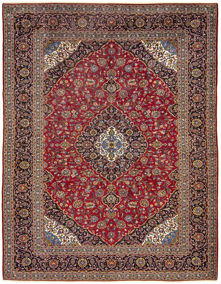 Detail image of 9' 10 x 13' Hand Knotted Kashan Persian Wool Rug