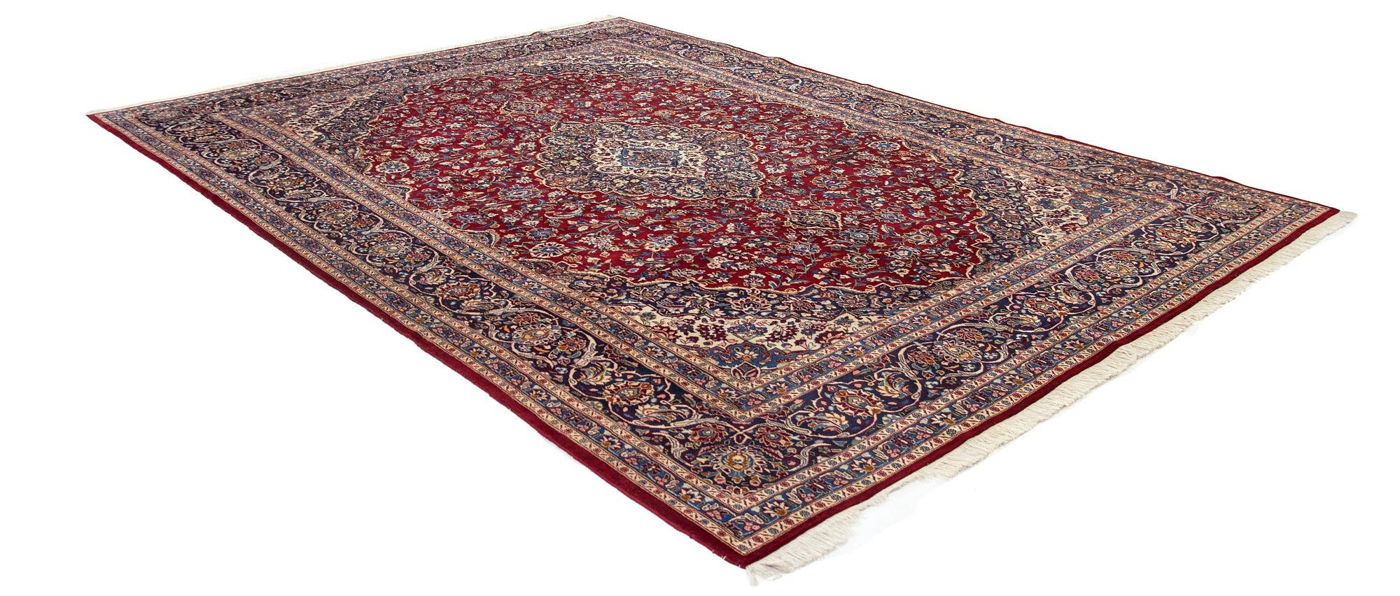 9' 8 x 13' 3 Hand Knotted Kashan Persian Wool Rug