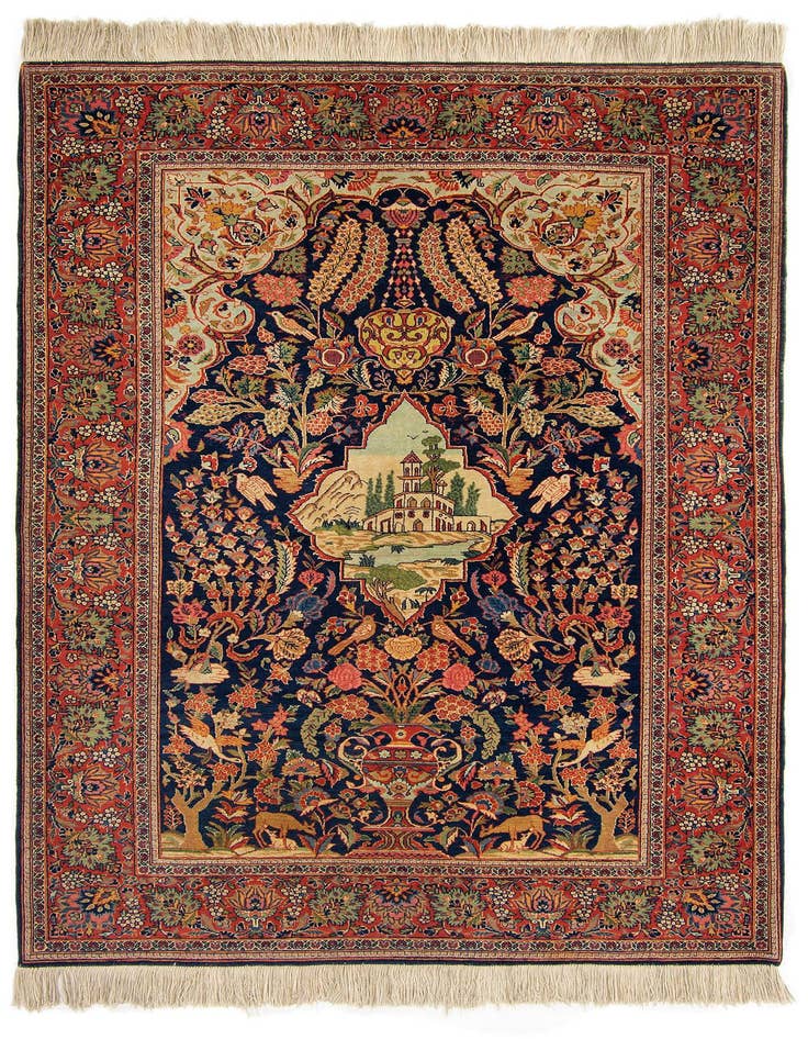 Detail image of 4' 4 x 6' 10 Hand Knotted Kashan Persian Rug