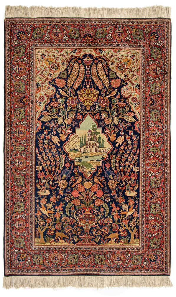 4' 4 x 6' 10 Hand Knotted Kashan Persian Rug