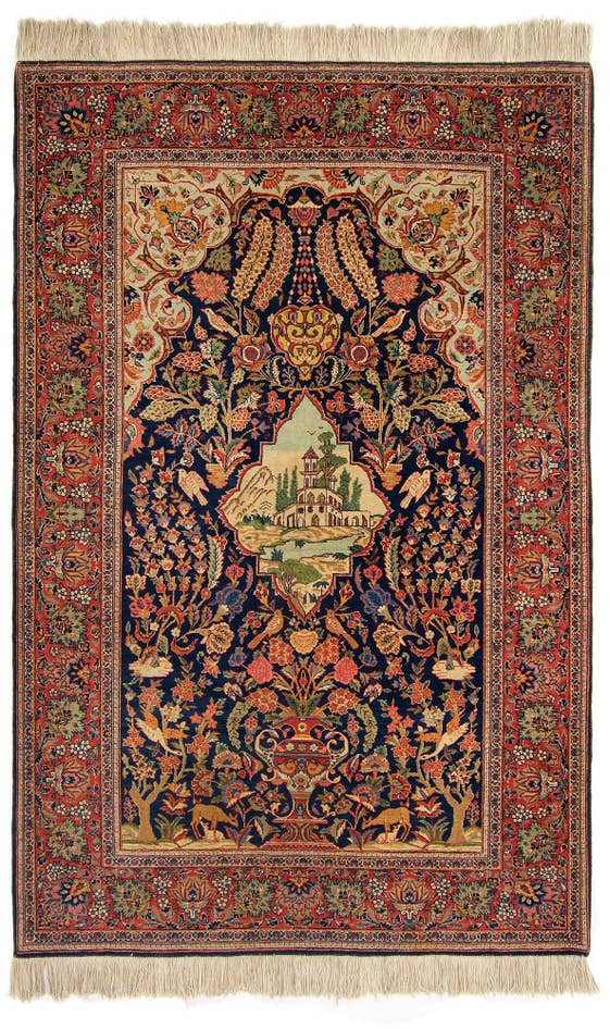 Detail image of 4' 4 x 6' 10 Hand Knotted Kashan Persian Rug