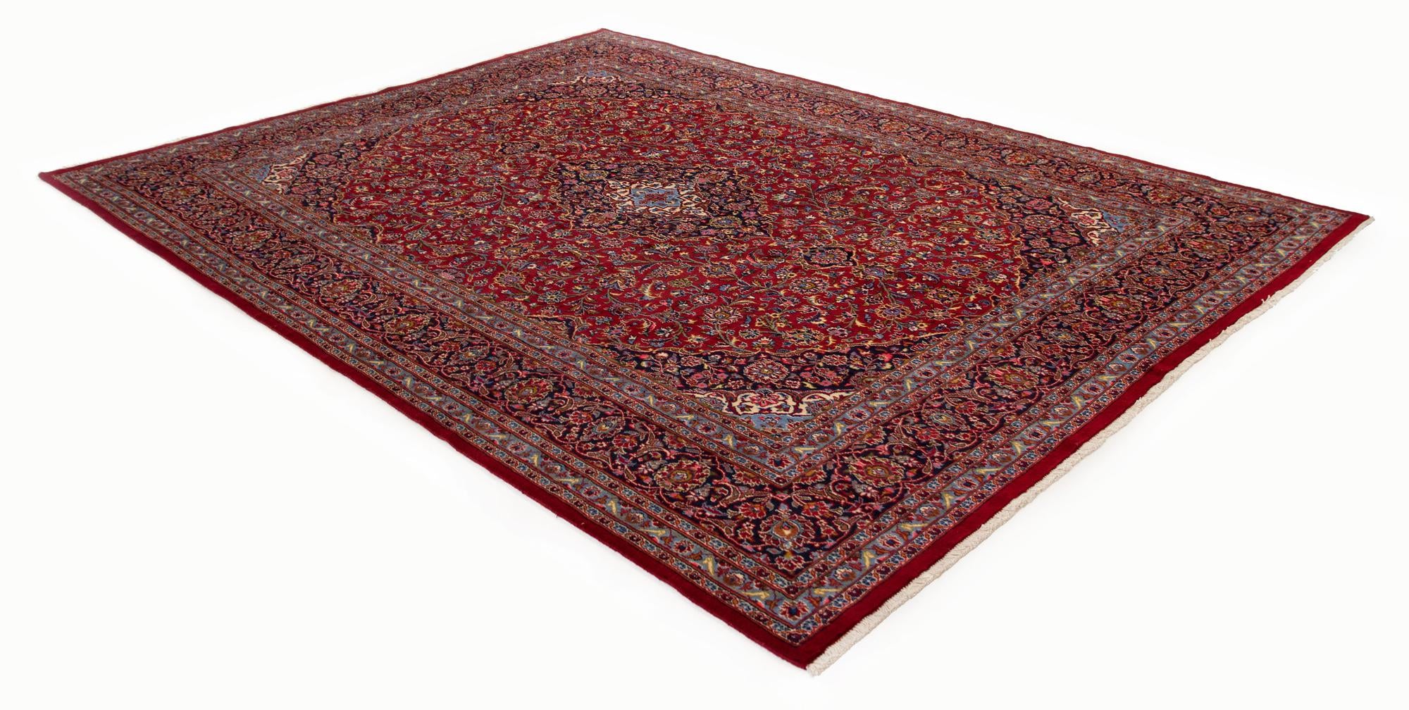 9' 10 x 12' 6 Hand Knotted Kashan Persian Wool Rug