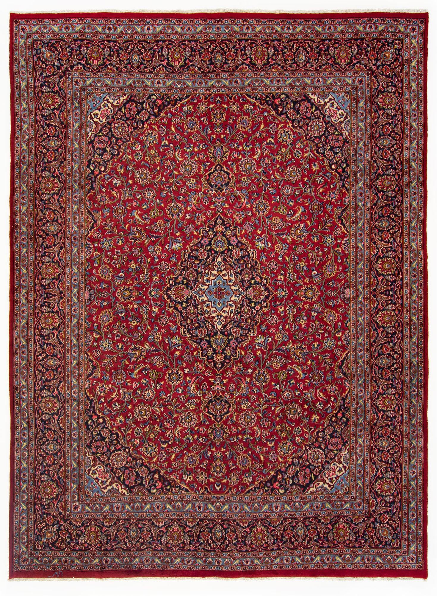 9' 10 x 12' 6 Hand Knotted Kashan Persian Wool Rug
