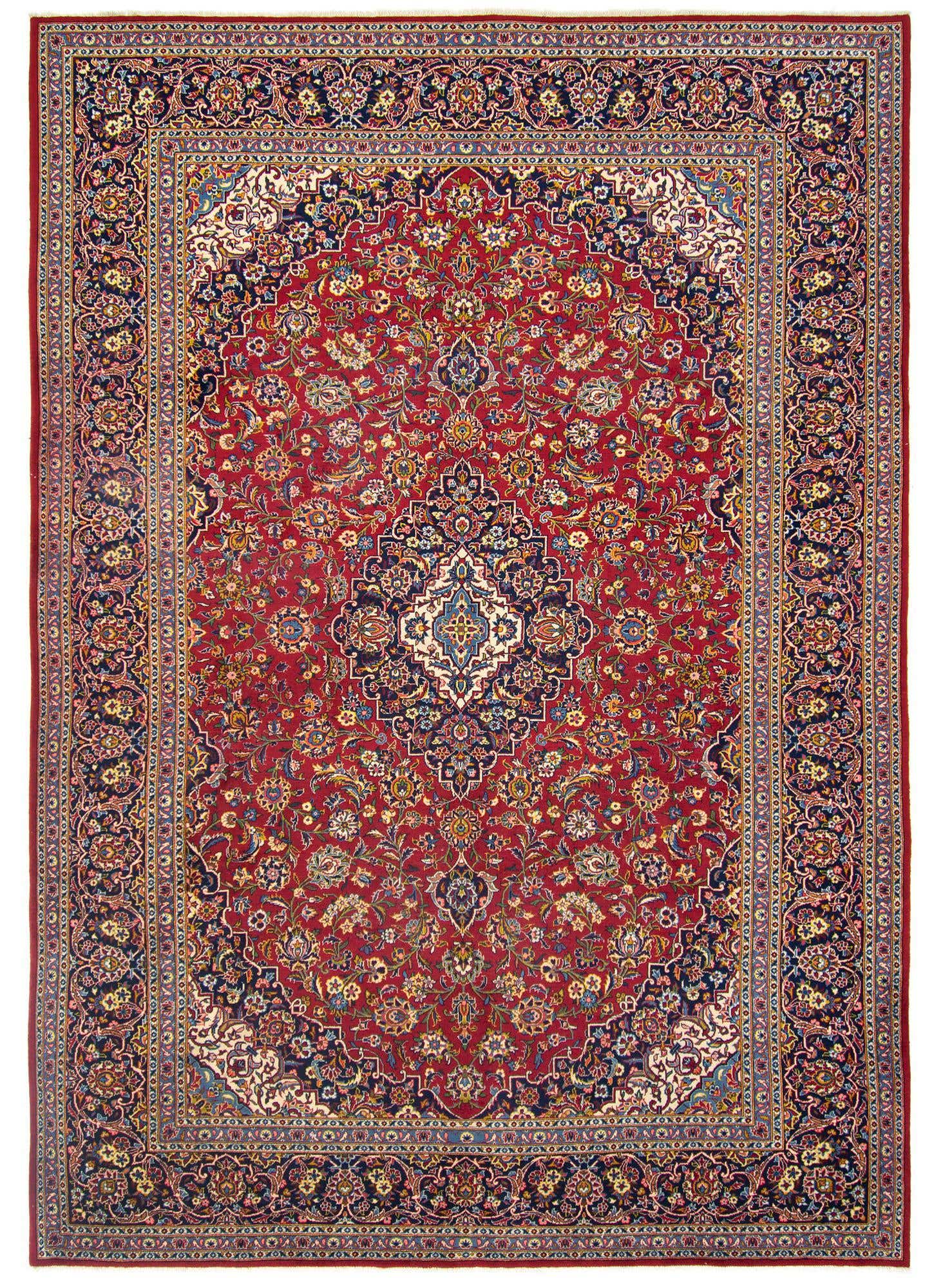 8' 11 x 12' 10 Hand Knotted Kashan Persian Rug