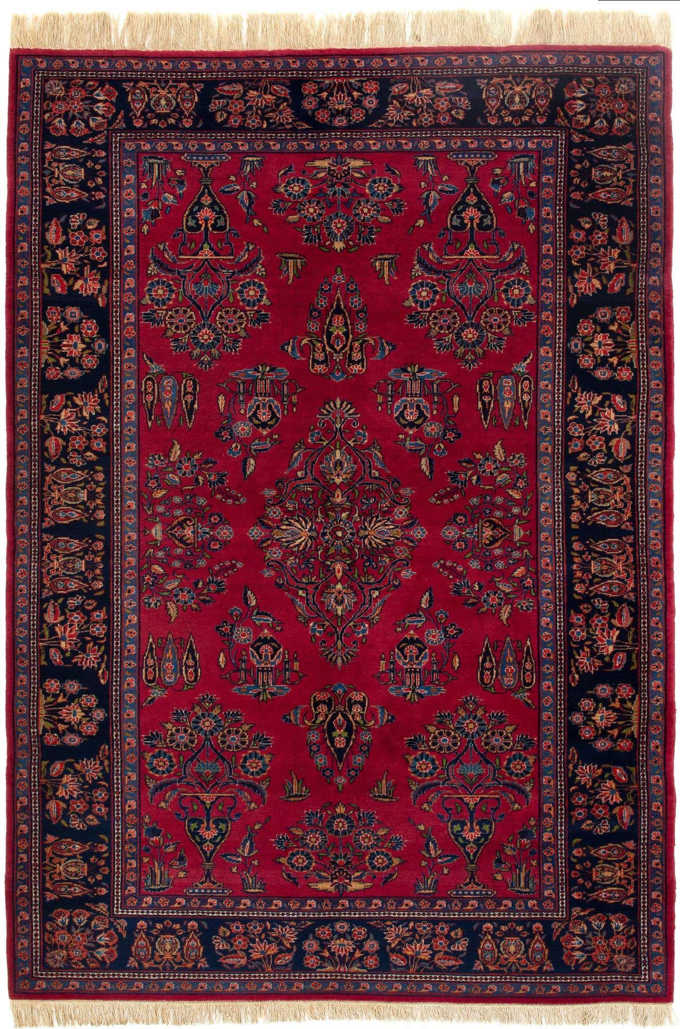 4' 5 x 6' 7 Hand Knotted Kashan Persian Rug