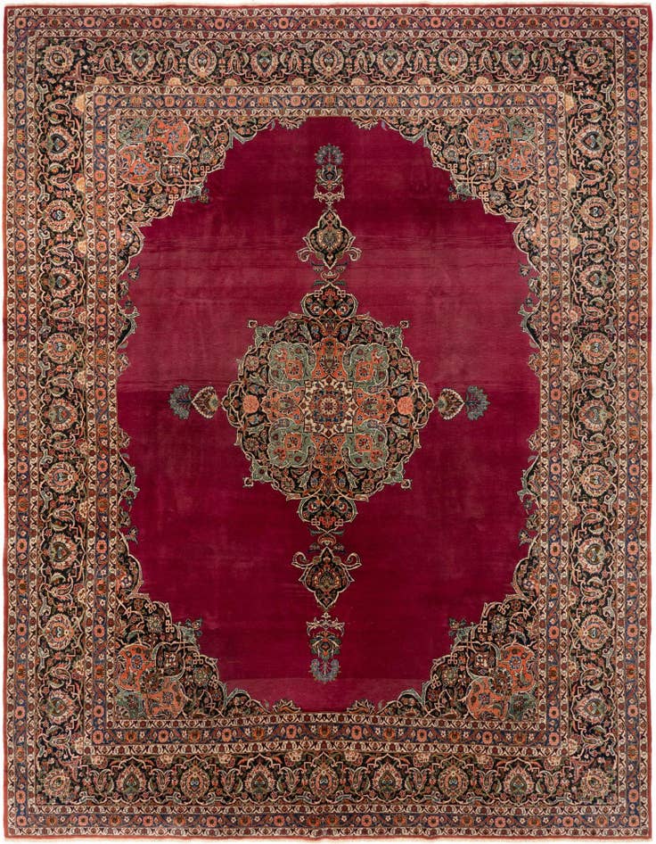 Detail image of 10' 6 x 14' 1 Hand Knotted Kashan Persian Rug