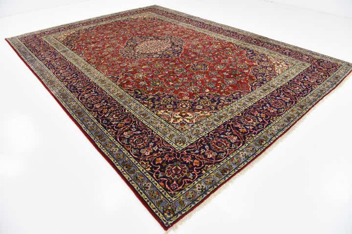9' 6 x 13' 1 Hand Knotted Kashan Persian Wool Rug