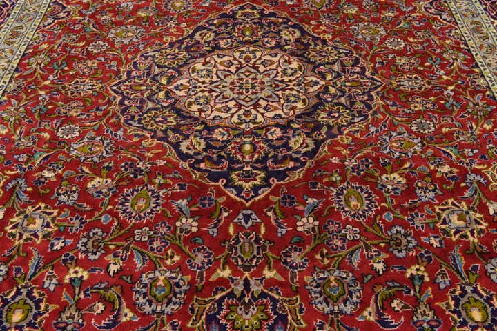9' 6 x 13' 1 Hand Knotted Kashan Persian Wool Rug