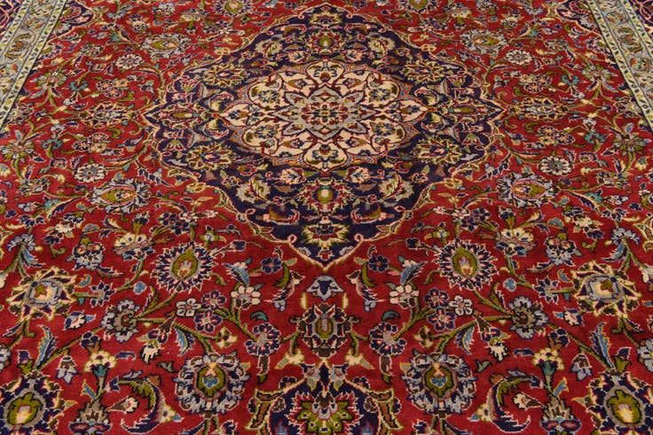 Detail image of 9' 6 x 13' 1 Hand Knotted Kashan Persian Wool Rug