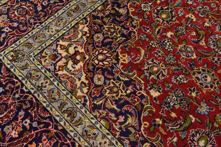 Detail image of 9' 6 x 13' 1 Hand Knotted Kashan Persian Wool Rug