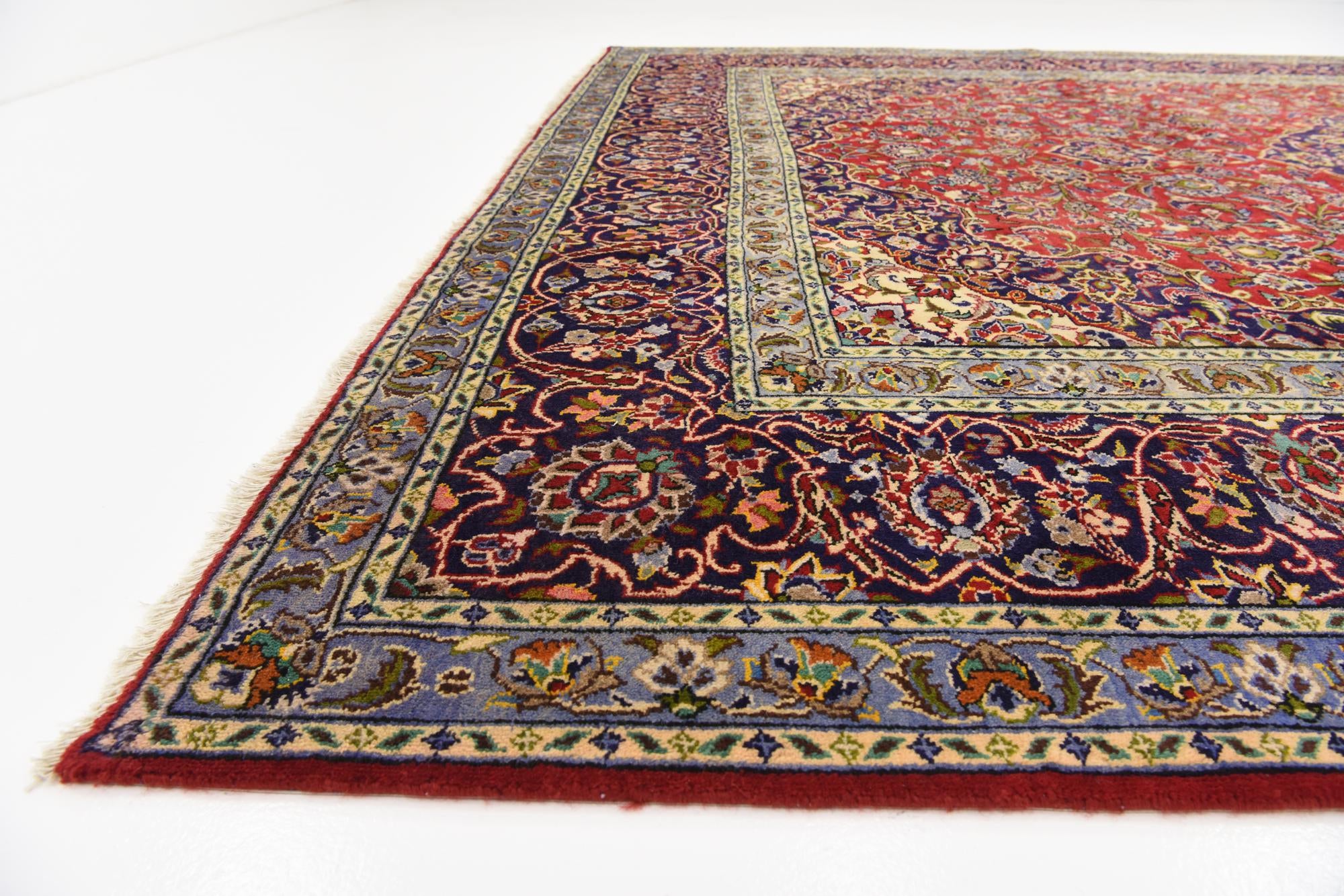 9' 6 x 13' 1 Hand Knotted Kashan Persian Wool Rug