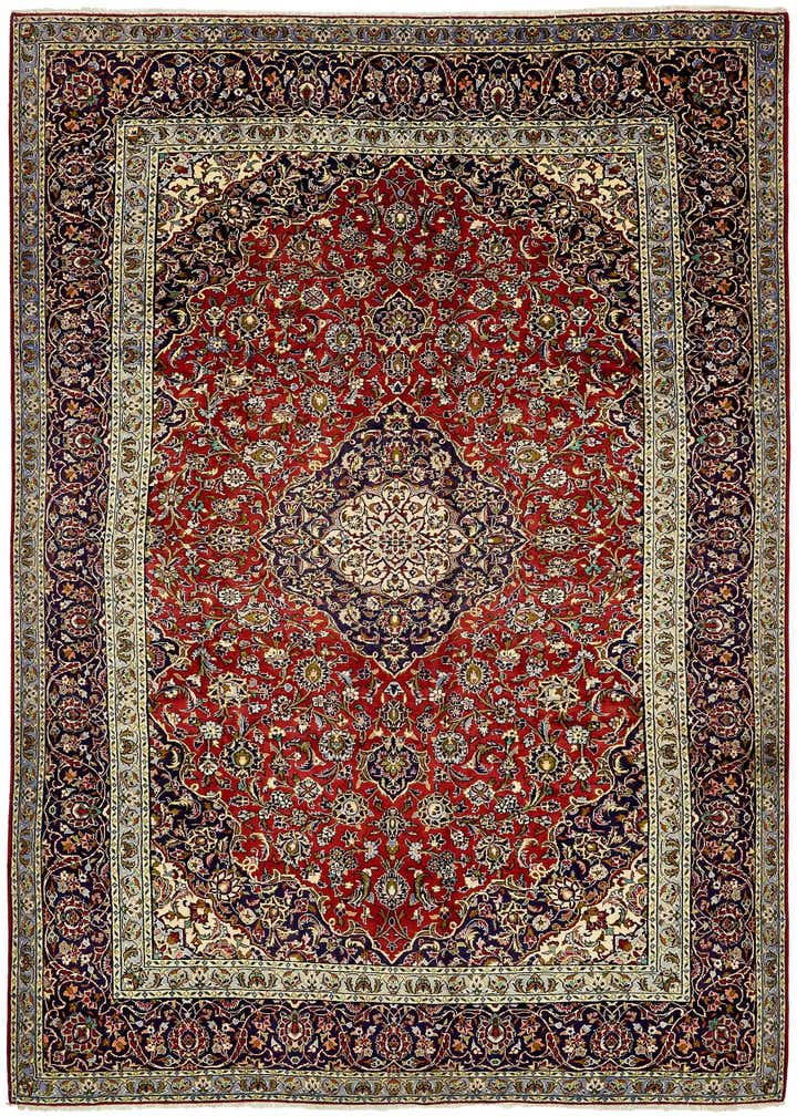 9' 6 x 13' 1 Hand Knotted Kashan Persian Wool Rug
