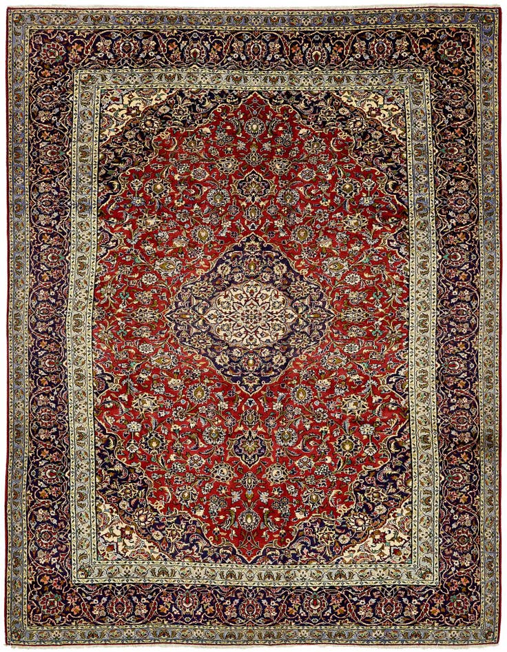 Detail image of 9' 6 x 13' 1 Hand Knotted Kashan Persian Wool Rug