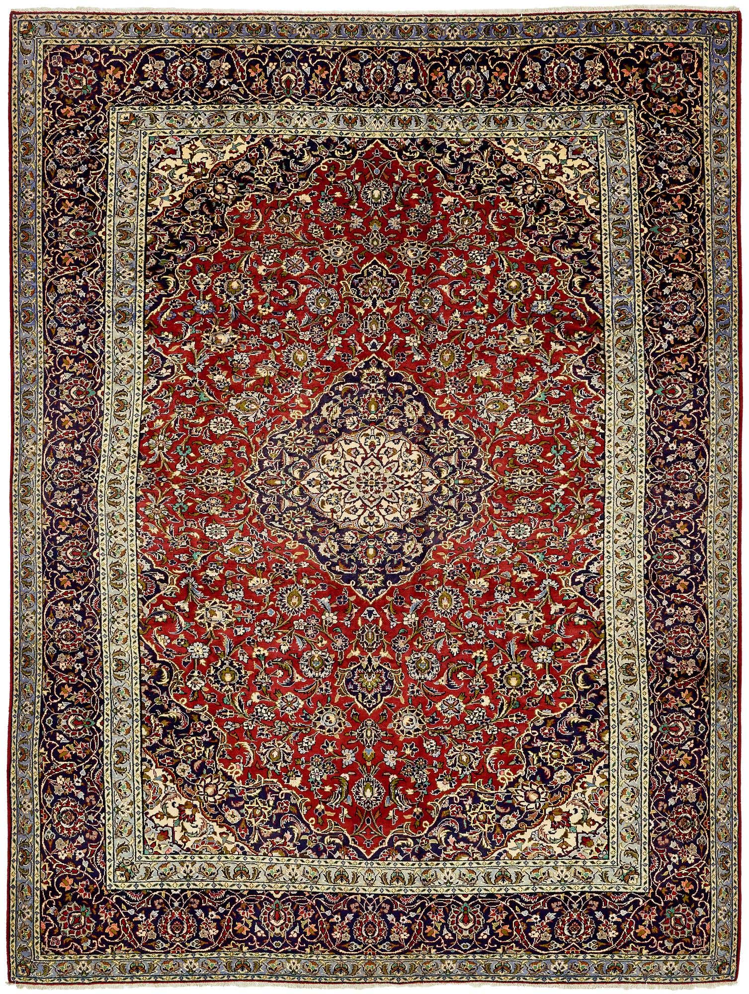 9' 6 x 13' 1 Hand Knotted Kashan Persian Wool Rug