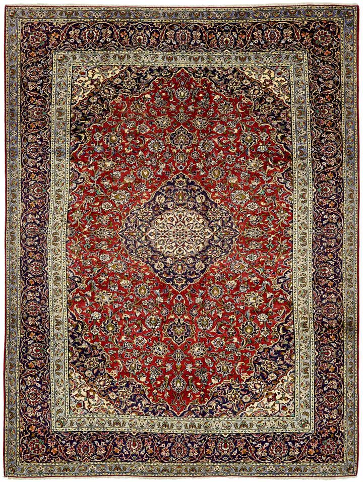 9' 6 x 13' 1 Hand Knotted Kashan Persian Wool Rug