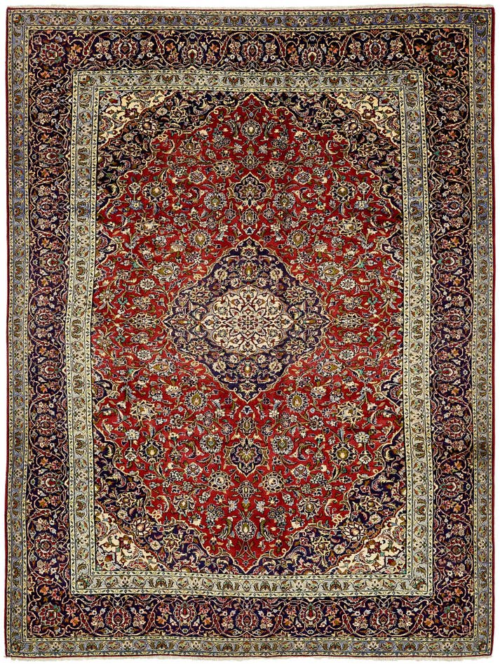 Detail image of 9' 6 x 13' 1 Hand Knotted Kashan Persian Wool Rug