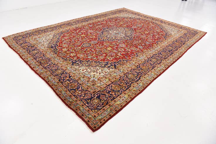 Detail image of 9' 9 x 13' 2 Hand Knotted Kashan Persian Wool Rug