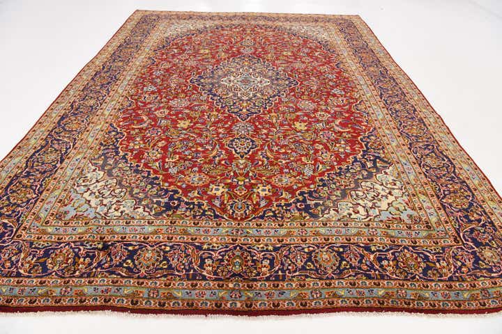 9' 9 x 13' 2 Hand Knotted Kashan Persian Wool Rug