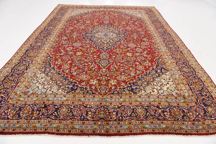 Detail image of 9' 9 x 13' 2 Hand Knotted Kashan Persian Wool Rug