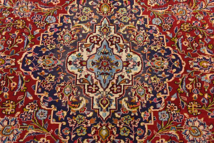 Detail image of 9' 9 x 13' 2 Hand Knotted Kashan Persian Wool Rug