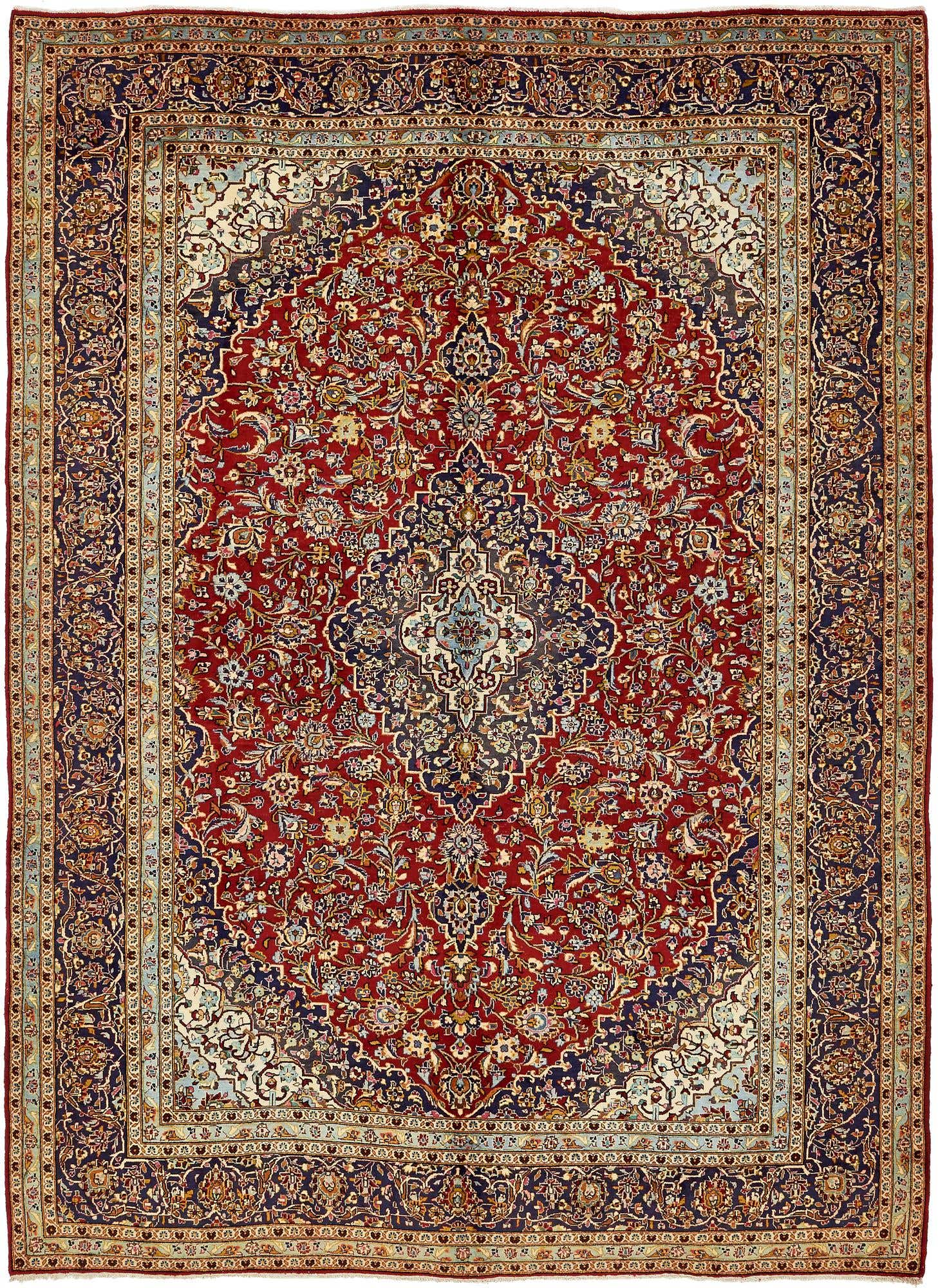 9' 9 x 13' 2 Hand Knotted Kashan Persian Wool Rug