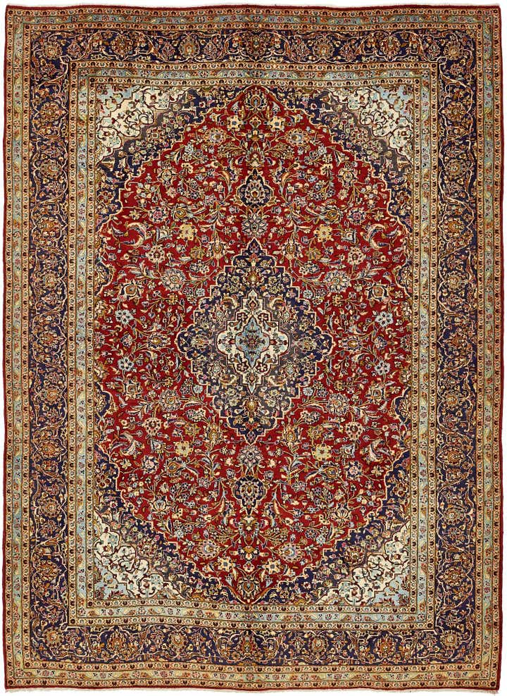 9' 9 x 13' 2 Hand Knotted Kashan Persian Wool Rug