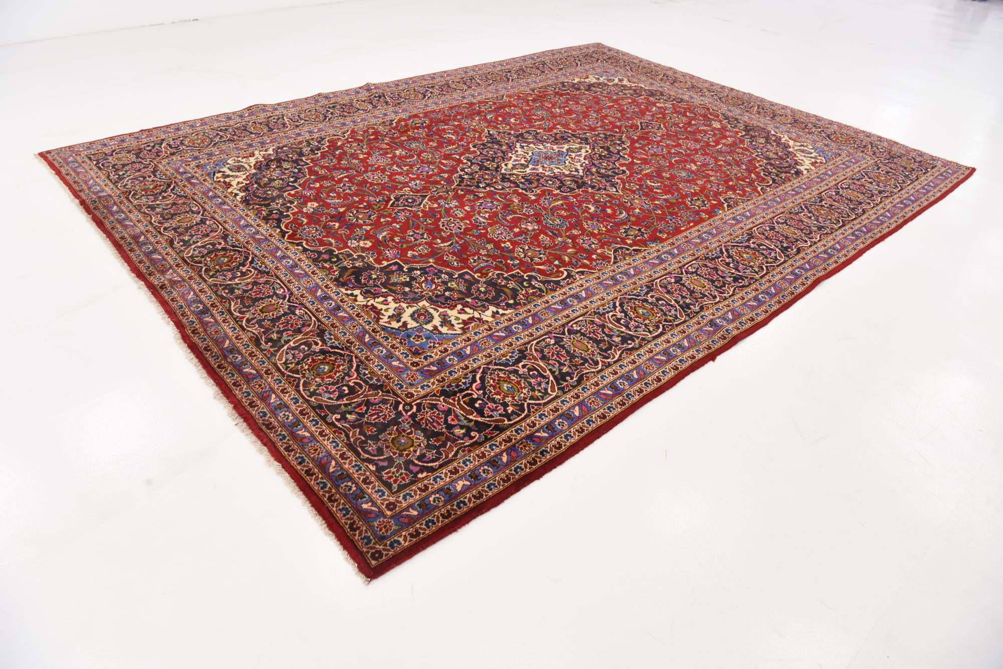 9' 10 x 13' 5 Hand Knotted Kashan Persian Wool Rug