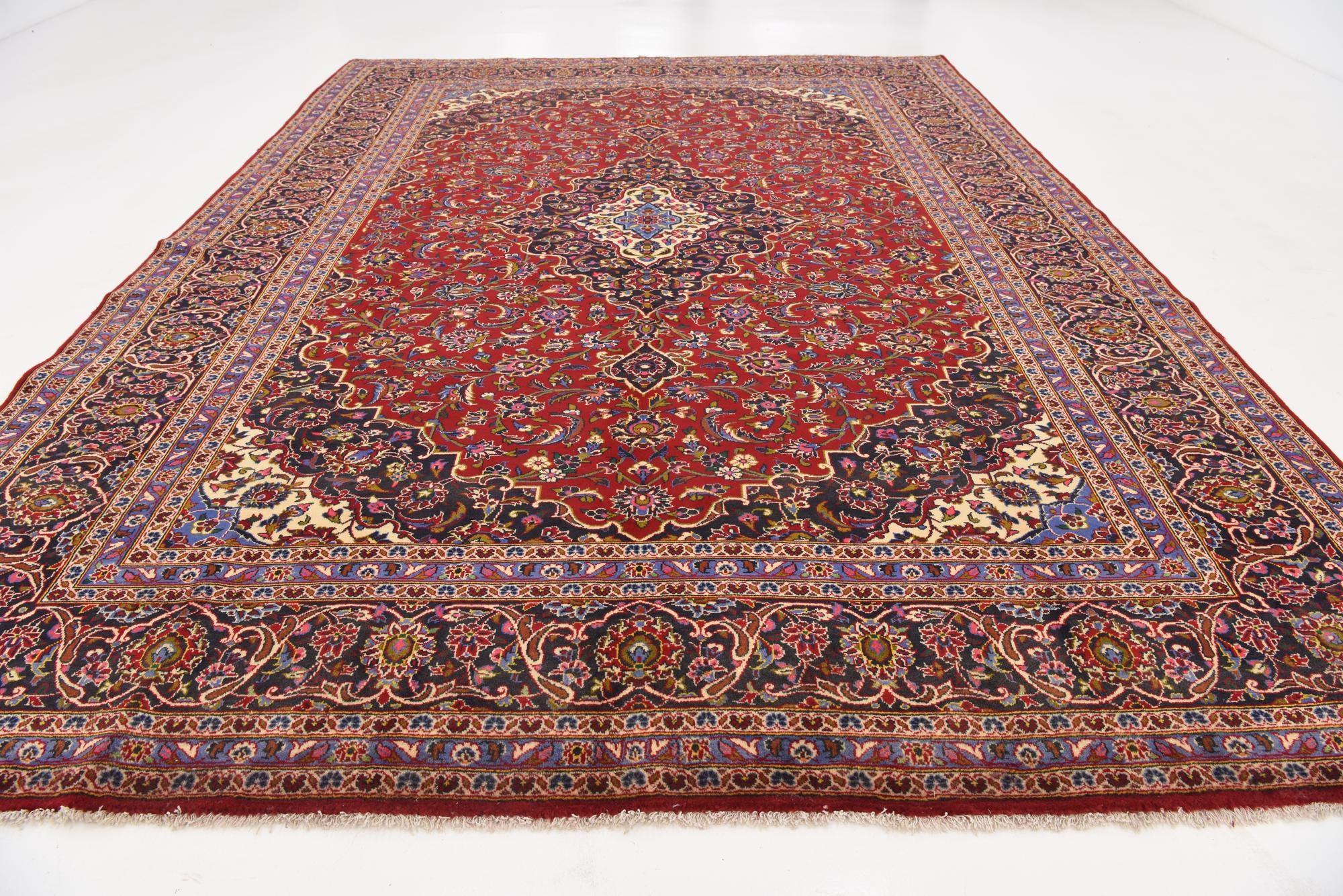 9' 10 x 13' 5 Hand Knotted Kashan Persian Wool Rug