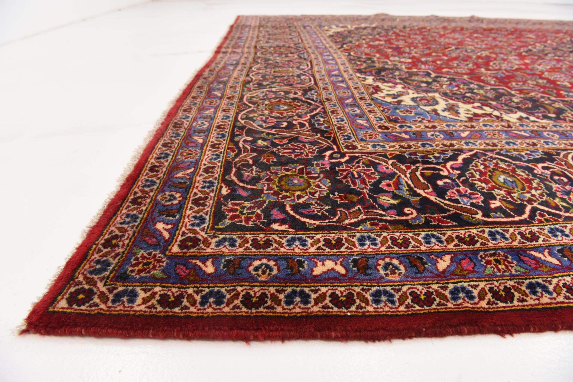 9' 10 x 13' 5 Hand Knotted Kashan Persian Wool Rug