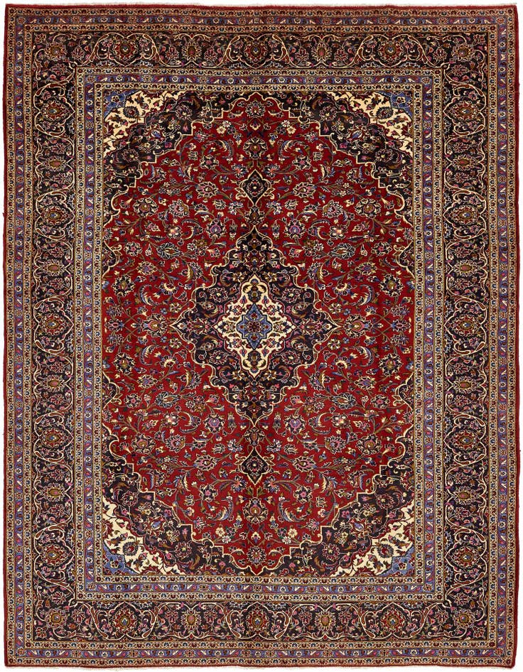 Detail image of 9' 10 x 13' 5 Hand Knotted Kashan Persian Wool Rug