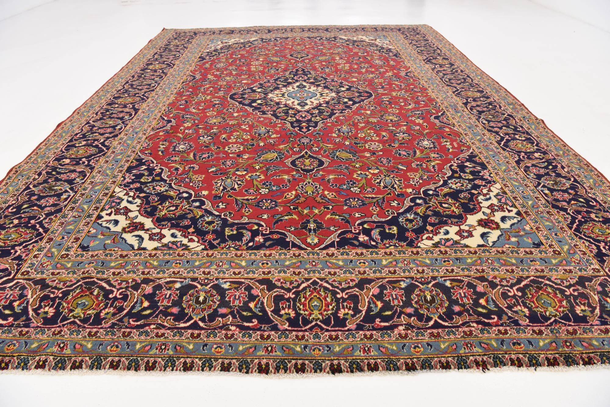 9' 6 x 13' 4 Hand Knotted Kashan Persian Wool Rug