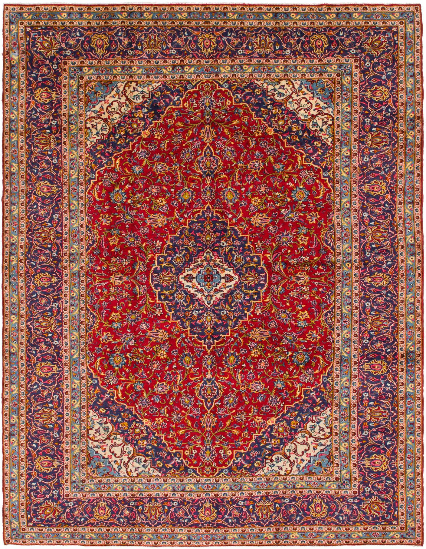 9' 10 x 13' 10 Hand Knotted Kashan Persian Wool Rug
