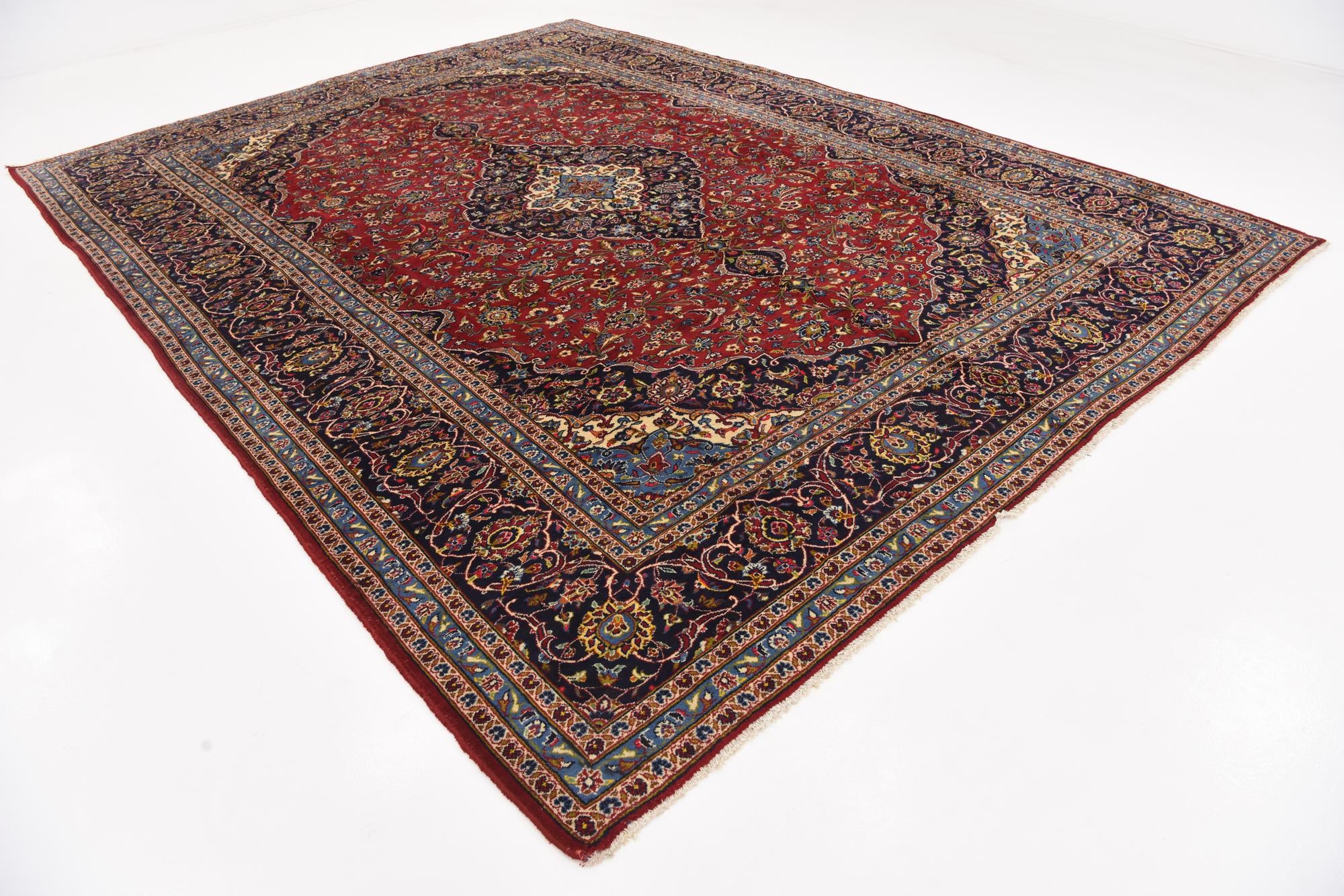 9' 10 x 12' 10 Hand Knotted Kashan Persian Wool Rug