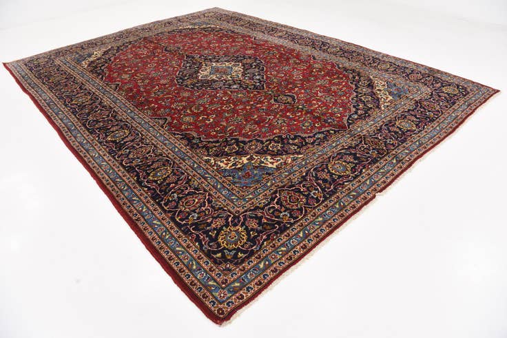 Detail image of 9' 10 x 12' 10 Hand Knotted Kashan Persian Wool Rug