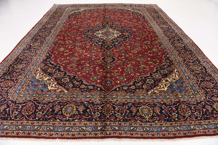 9' 10 x 12' 10 Hand Knotted Kashan Persian Wool Rug